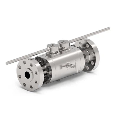 Dvojčinný kulový ventil s dvojitým blokováním a vypouštěním